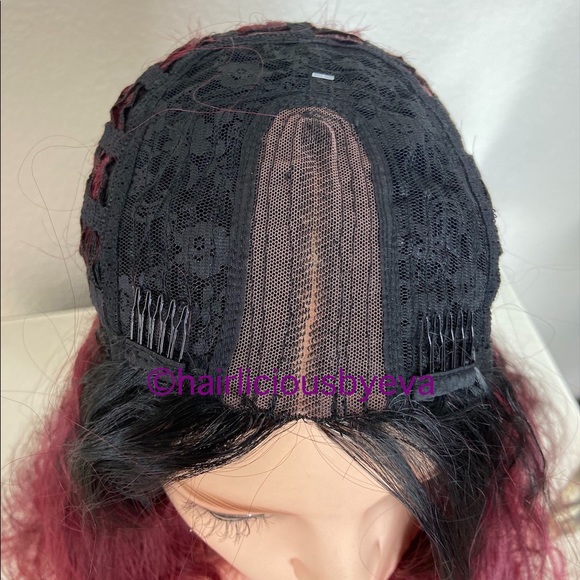 Burgundy red dark mix wig 24 inch long wavy - Picture 5 of 7